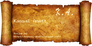 Kassai Anett névjegykártya
