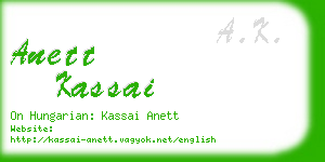 anett kassai business card